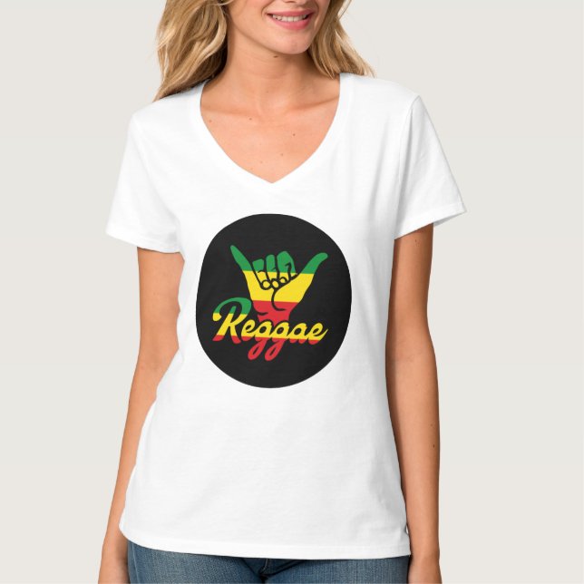 Reggae Shaka Hands mit Reggaefarben T-Shirt (Vorderseite)