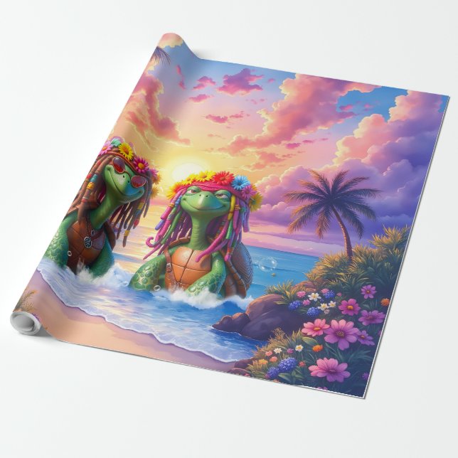 Reggae Turtles – Insel-Vibes für immer.  Geschenkpapier (Ungerollt)