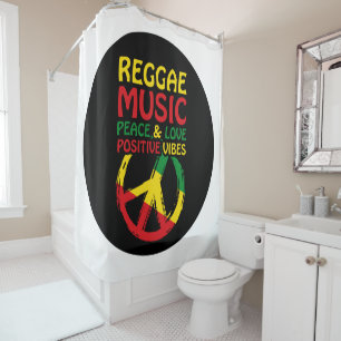 Reggae und Friedenssymbol mit positiven Zitaten Duschvorhang