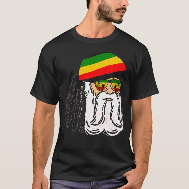 Reggae Xmas Santa Rasta Christmas Rasta Rastafari  T-Shirt (Vorderseite)