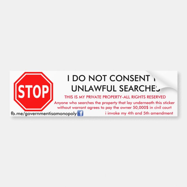 Regierung ist ein Monopolsuche- und -ergreifung Autoaufkleber (Vorne)