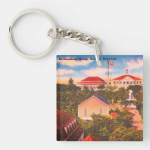 Regierungsgebäude, Nassau, Vintages Foto Bahamas Schlüsselanhänger
