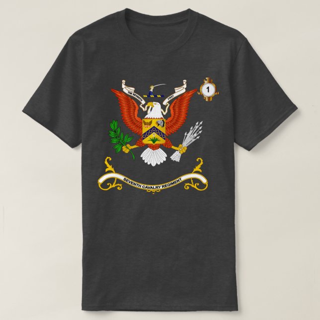 Regimentalfarben 1st Battalion 7th Cavalry Regime T-Shirt (Design vorne)