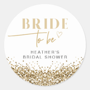 REGINA Gelbgoldene Pailletten Braut-to-Be-Brautpar Runder Aufkleber