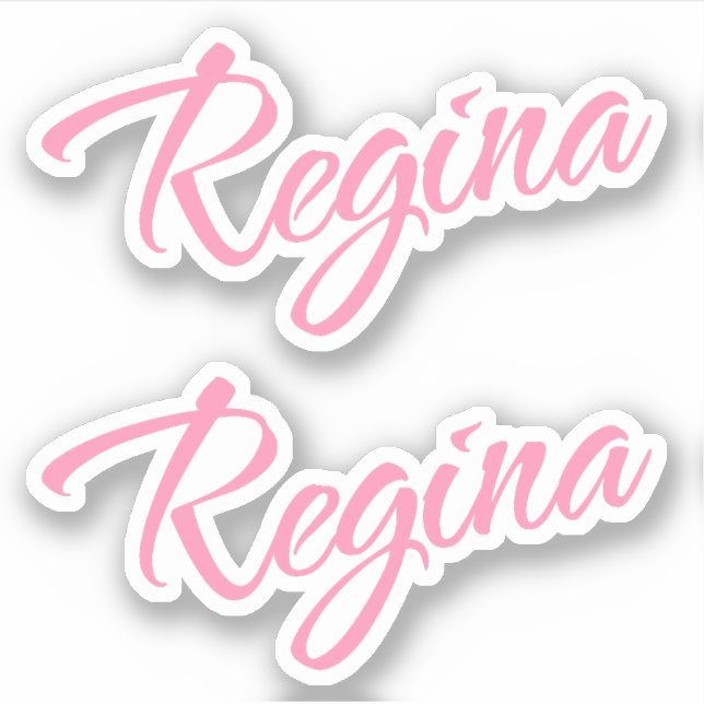 Regina Name in Pink x2 Aufkleber (Vorderseite)