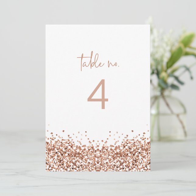 REGINA Rose Gold Sequins Glitzer Tischnummer (Stehend Vorderseite)