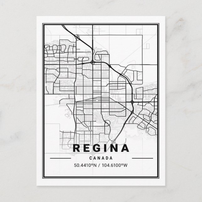 Regina Saskatchewan Canada Travel City Map Postkarte (Vorderseite)