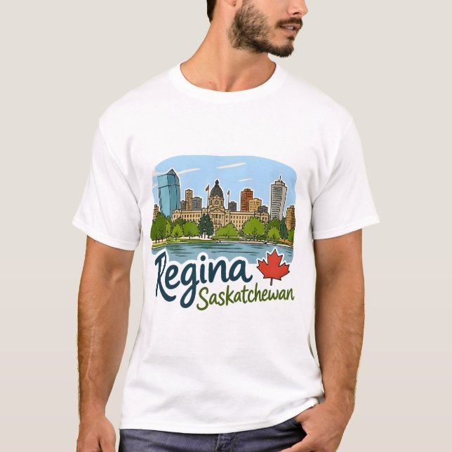Regina Saskatchewan Hübsche Skyline Pride T-Shirt (Vorderseite)