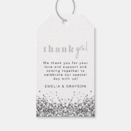 REGINA Silver Glitzer Sequins Vielen Dank für Ihr Geschenkanhänger