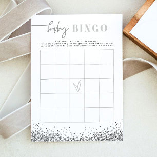 REGINA Silver Sequins Baby Duschkabine Bingo Game Einladung