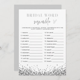REGINA Silver Sequins Brautparty Word Scramble Einladung