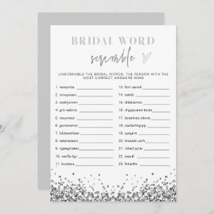 REGINA Silver Sequins Brautparty Word Scramble Einladung