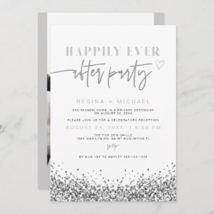 REGINA Silver Sparkle Sequin Elopement Empfang Einladung
