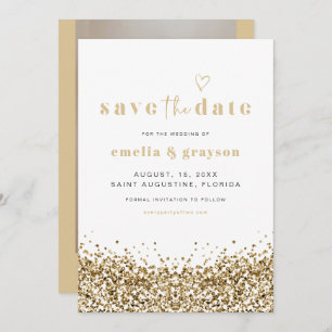 REGINA Yellow Gold Sequins Glitzer Save the Date Einladung