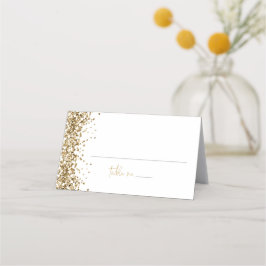 REGINA Yellow Gold Sequins Wedding Guest Name Platzkarte