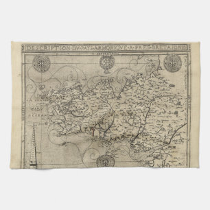Regionale Karte Bretagne und Armorica Frankreich Geschirrtuch