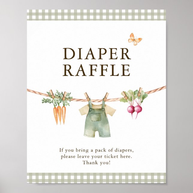 Regionaler Babyshower-Diaper-Raffle-Schild Poster (Vorne)