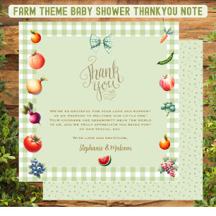 Regionaler Bauernmarkt Baby Shower Dankeskarte