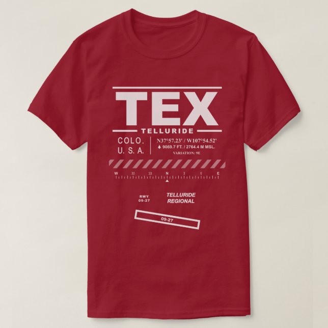 Regionalflughafen Telluride TEX T - Shirt (Design vorne)