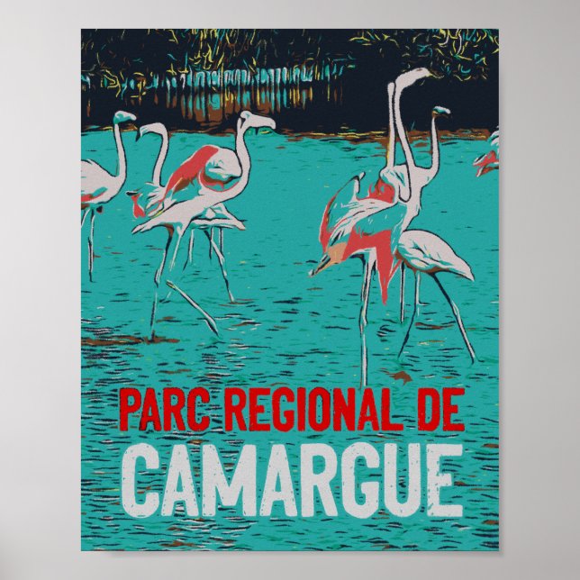 Regionalpark Camargue, Frankreich, rosa Flamingos Poster (Vorne)