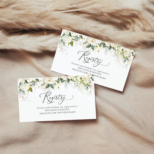 Register für das Brautparty Greenery White Roses Begleitkarte (Von Creator hochgeladen)