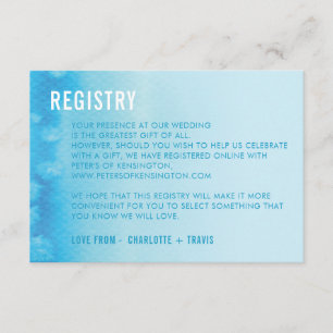 REGISTER-KARTE:: ombre Aquarellblau Begleitkarte