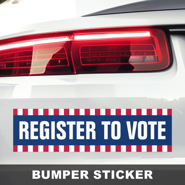 Register zur Abstimmung politische Wahlen gestrich Autoaufkleber (Register to vote political election striped border bumper sticker)
