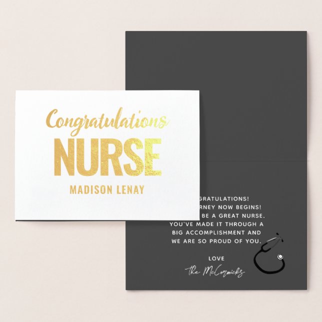Registered Nurse Abschluss Modern Elegante Gold Folienkarte (Anzeige)