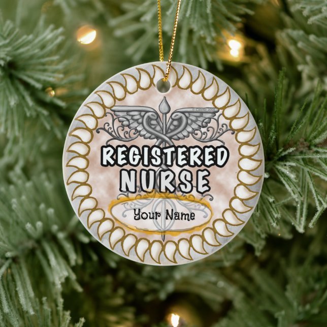 Registered Nurse Caduceus Keramik Ornament (Baum)