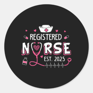 Registered Nurse Est 2025 Nursing Student Rn Gradu Runder Aufkleber