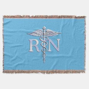 Registered Nurse RN Caduceus auf Baby Blue Decor Decke