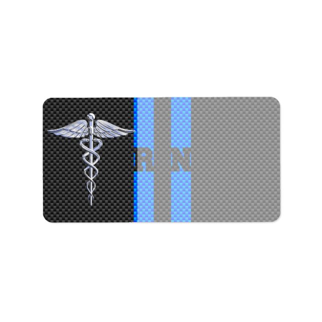 Registered Nurse RN Caduceus Carbon Fibre Decor Adressaufkleber (Vorne)