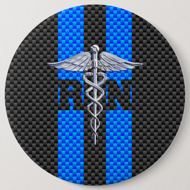 Registered Nurse RN Caduceus Carbon Fibre Decor Button (Vorderseite)