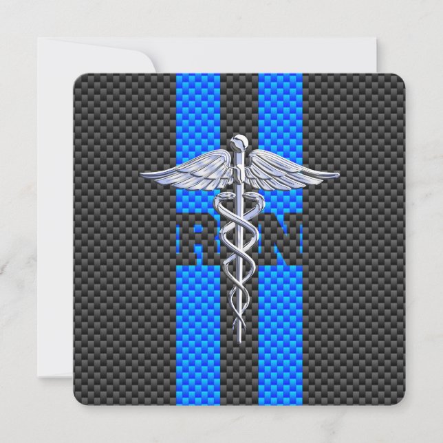 Registered Nurse RN Caduceus Carbon Fibre Decor Einladung (Vorderseite)
