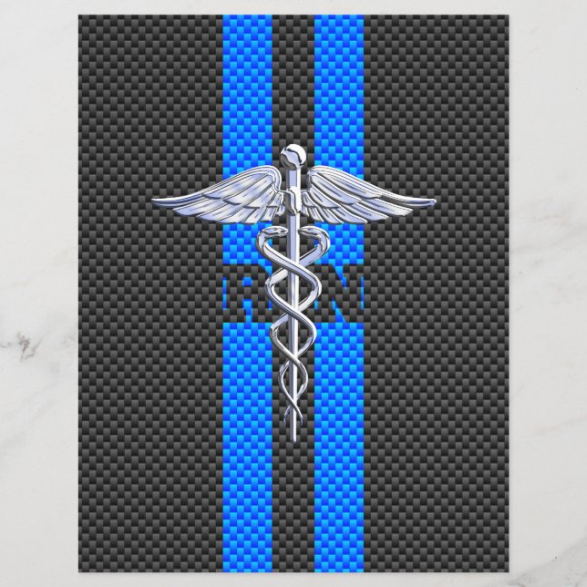 Registered Nurse RN Caduceus Carbon Fibre Decor Flyer (Vorne)