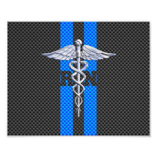 Registered Nurse RN Caduceus Carbon Fibre Decor Fotodruck