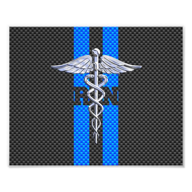 Registered Nurse RN Caduceus Carbon Fibre Decor Fotodruck (Vorne)