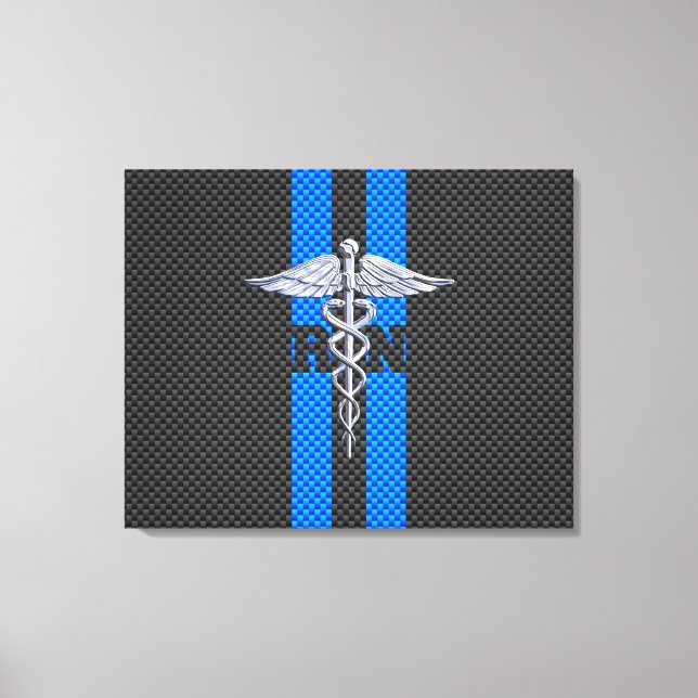 Registered Nurse RN Caduceus Carbon Fibre Decor Leinwanddruck (Vorderseite)