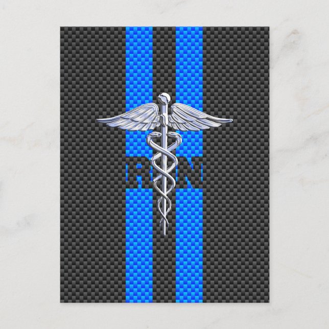 Registered Nurse RN Caduceus Carbon Fibre Decor Postkarte (Vorderseite)