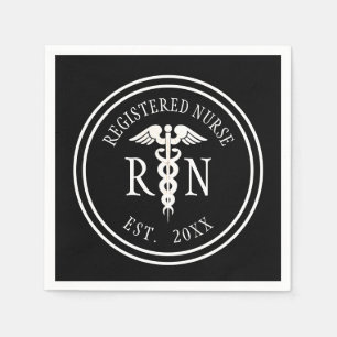 Registered Nurse RN Caduceus Graduation Party Serviette