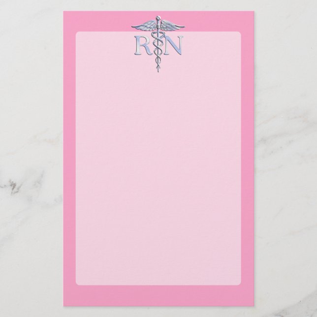 Registered Nurse RN Caduceus on Light Pink Decke Briefpapier (Vorderseite)