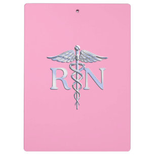 Registered Nurse RN Caduceus on Light Pink Decke Klemmbrett