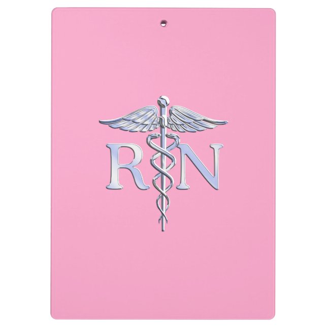 Registered Nurse RN Caduceus on Light Pink Decke Klemmbrett (Rückseite)