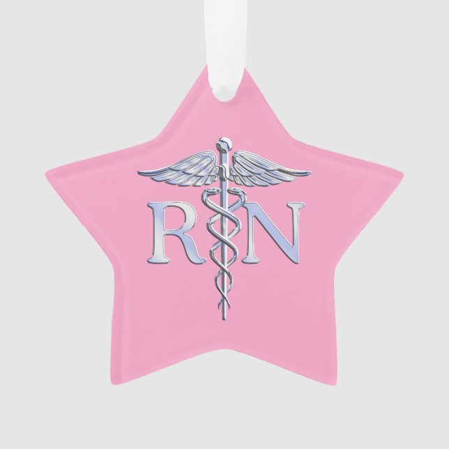 Registered Nurse RN Caduceus on Light Pink Decke Ornament (Vorderseite)