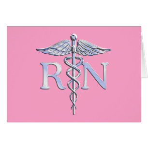 Registered Nurse RN Caduceus on Light Pink Decor