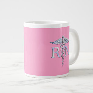 Registered Nurse RN Caduceus on Light Pink Decor Jumbo-Tasse