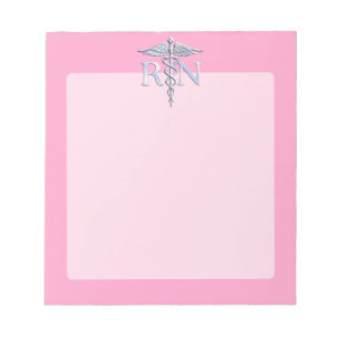 Registered Nurse RN Caduceus on Light Pink Decor Notizblock