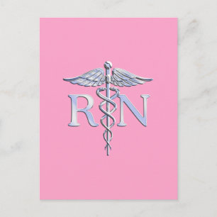 Registered Nurse RN Caduceus on Light Pink Decor Postkarte