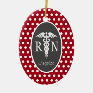 Registered Nurse RN Caduceus Personalisiert Red Keramik Ornament