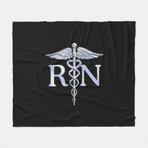 Registered Nurse RN Caduceus Schlangen auf schwarz Fleecedecke